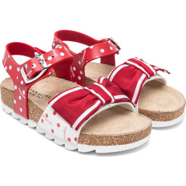 Monnalisa - polka-dot sandals - kids - Rubber/Calf Leather/Viscose/Polyurethane/Polyester - 26 - Red