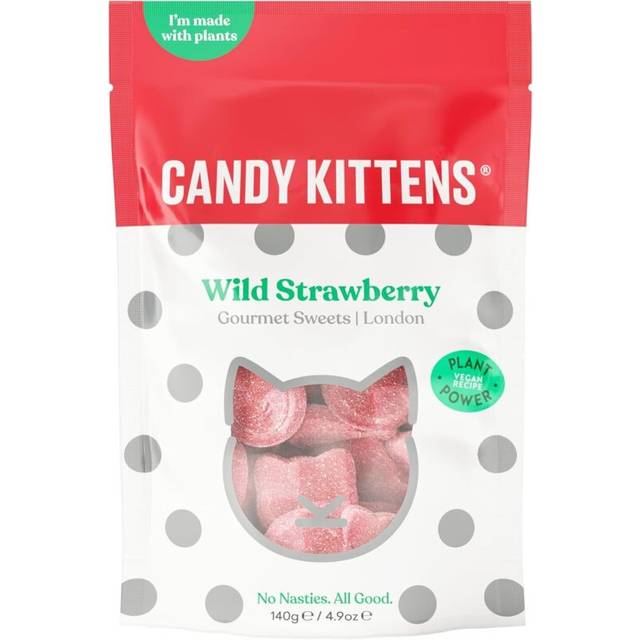 Candy kittens vegan sweets wild strawberry (140g bag), vegan fizzy sweets - natu