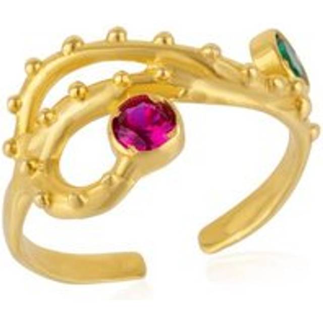 Emerald and Ruby Color Jewelled Dragon Back Ring