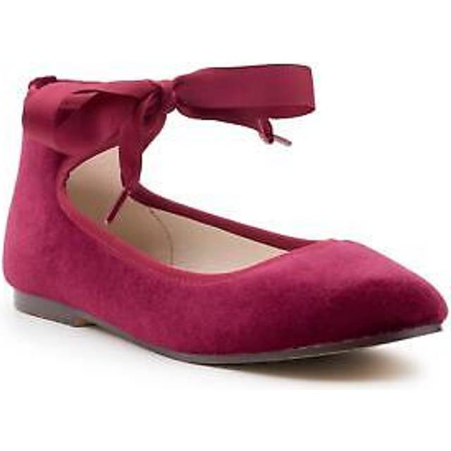 Girls burgundy velour ballet pumps, girls burgundy lace up, wedding, party shoes
