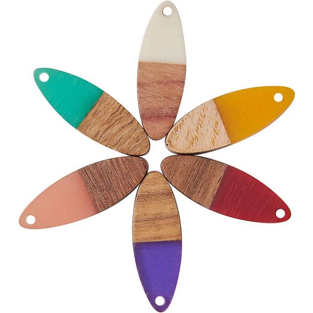 Airssory Pcs Handmade Vintage Resin & Wood Pendants 50 Making 28x9.5mm