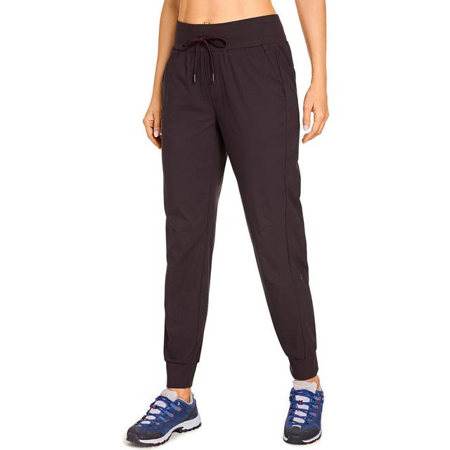 CRZ YOGA Athletic High Waisted Joggers for Women 27.5 - Lightweight Workout Travel Casual Outdoor Hiking Pants with Pockets Chestnut Purple Large