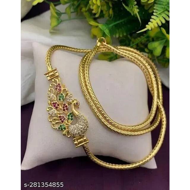 Indian traditional gold plated necklace chain cubic zircon chain fashion jewelry