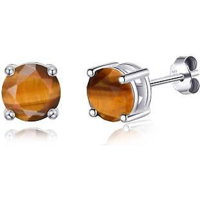 Sterling silver tigers eye gemstone earrings