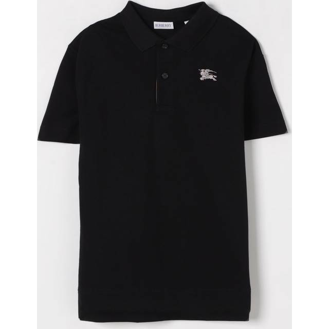 Burberry, T-Shirts, unisex, Black, 10 Y, Cotton Polo Shirt