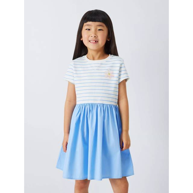 John Lewis Kids' Stripe Sequin Flower Half & Half Dress, Blue