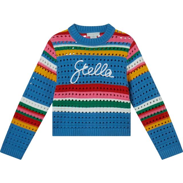 Stella McCartney, Knitwear, unisex, Multicolor, 6 Y, Multicolor Openwork Jumper with Embroidered Logo