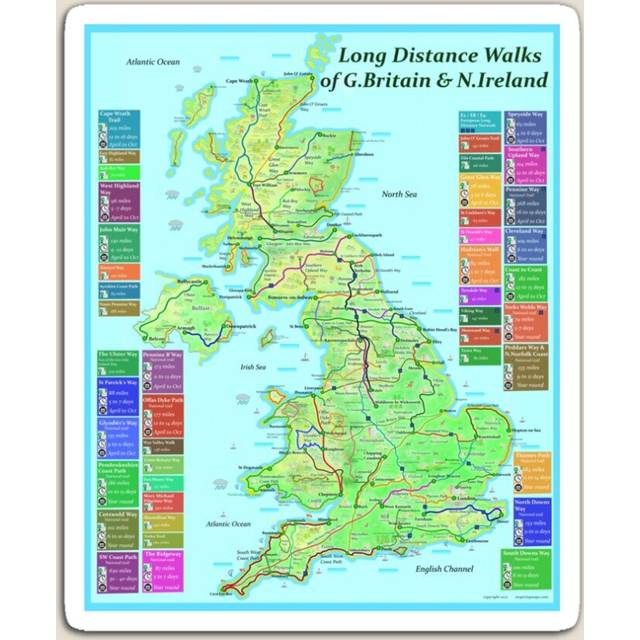 Fridge Magnets 100 Long Distance Walks of Great Britain and N.Ireland Acrylic Meme Decoration for Home Kitchen Office