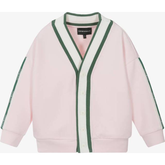 Emporio Armani Girls Pale Pink Logo Tape Jersey Cardigan - 7 year