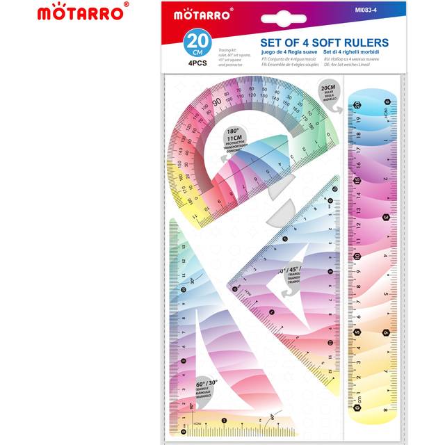TEMU 4pcs/set Ruler Set Soft Plastic Rainbow Rulers Shatterproof Bendable Flexible Ruler For School