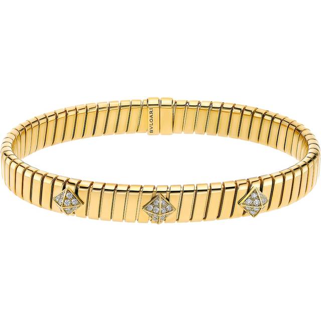 Bvlgari Yellow Gold and Diamond Tubogas Bangle - M