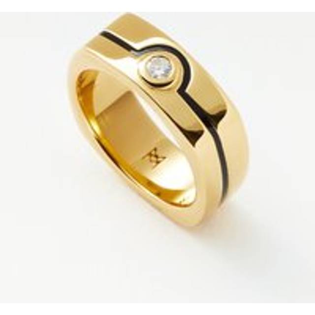 Enamel & Stone Byline Wide Band Ring | 18ct Gold Plated/Cubic Zirconia