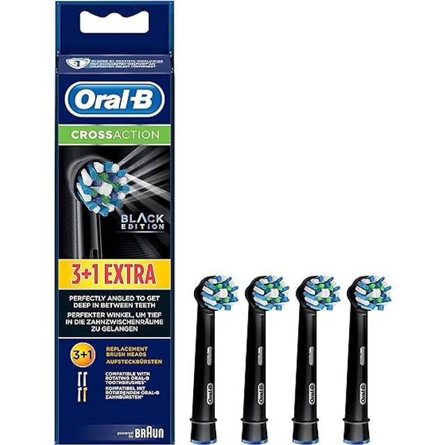 Oral-B Crossaction Tandborsthuvuden, 4 st, Svart