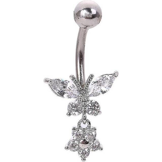 Belly Button Rings Stainless Steel Nombril Diamond Butterfly Piercing Ring Jewelry