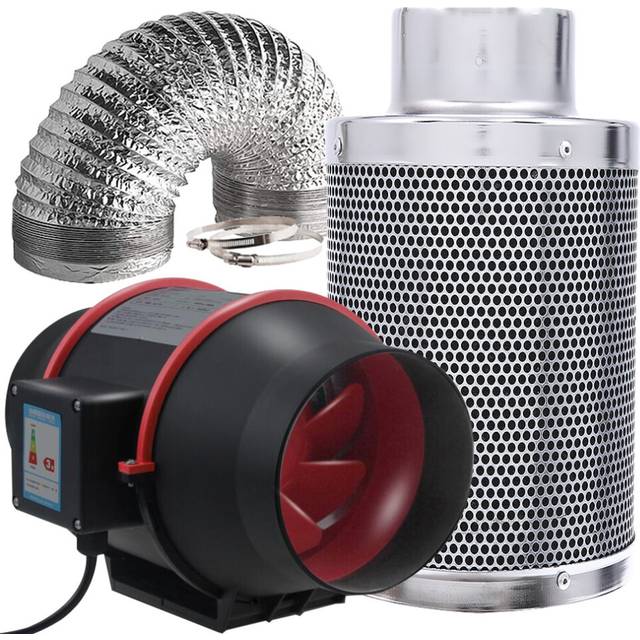 Duct Fan Set indoor ventilation system Kit  air Activated carbon filter 4/6 inch for Growbox Hydroponics Grow Tent Ventilation
