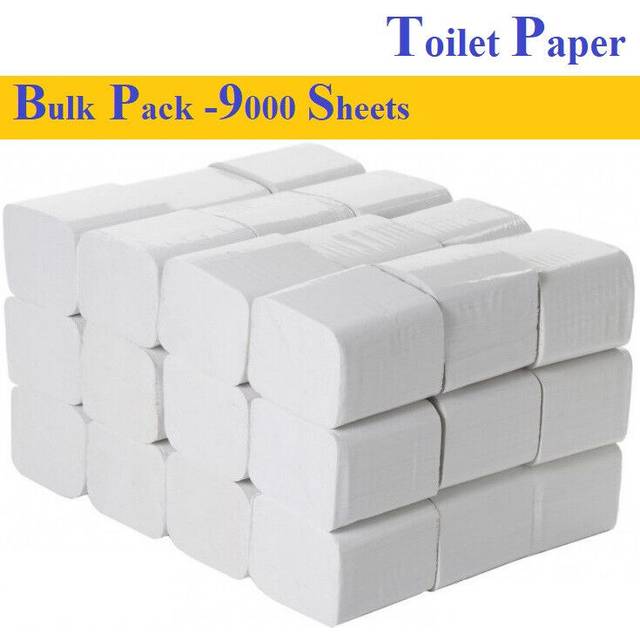 Commercial toilet paper bulk pack 2ply toilet tissue paper 9000 folded sheets