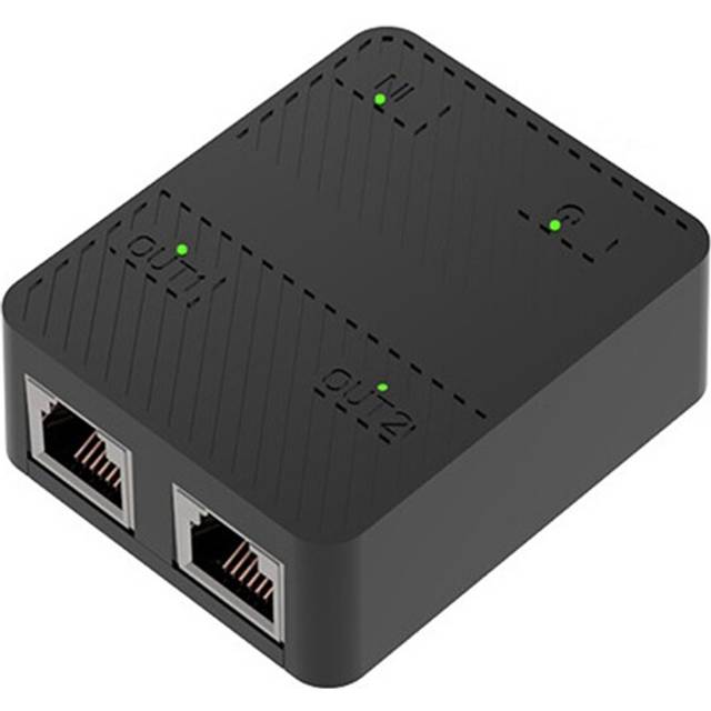2 Port Gigabit Network Switch RJ45 Splitter Black