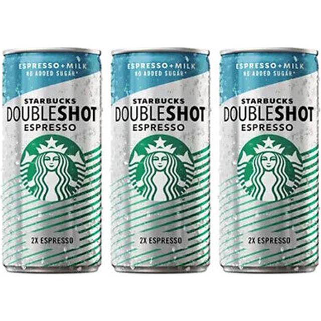 3 x 200ml starbucks double shot espresso no added sugar coffee + milk drink