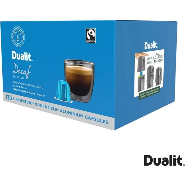 Dualit decaf nespresso compatible aluminium coffee capsules 120 servings