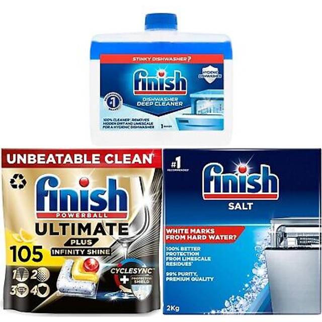 Finish ultimate plus infinity shine dishwasher 105 tablets lemon cleaner & salt