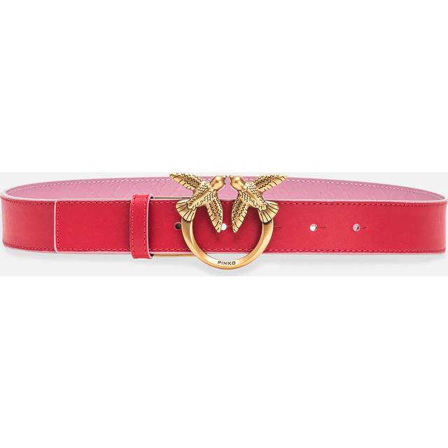 Pinko, Ceinture réversible de 3 cm avec boucle Love Birds, Rouge/rose-or antique, L
