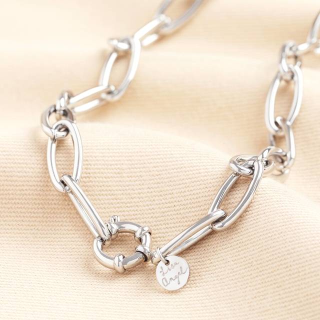 Stainless Steel Chunky Paperclip Chain Necklace - silver - one size