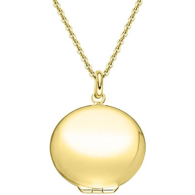 Yellow Gold Plated Sterling Silver Round Keepsake Locket - Gold