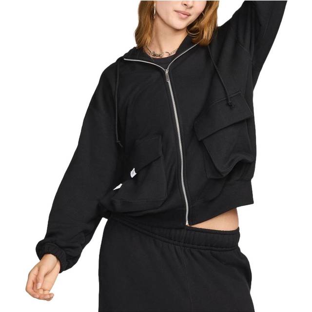 (WMNS) Nike Sportswear Oversized Full-Zip French Terry Hoodie Asia Sizing 'Black' FV7516-010 - Black/Anthracite
