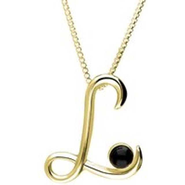 9ct Yellow Gold Whitby Jet Love Letters Initial L Necklace - Yellow Gold