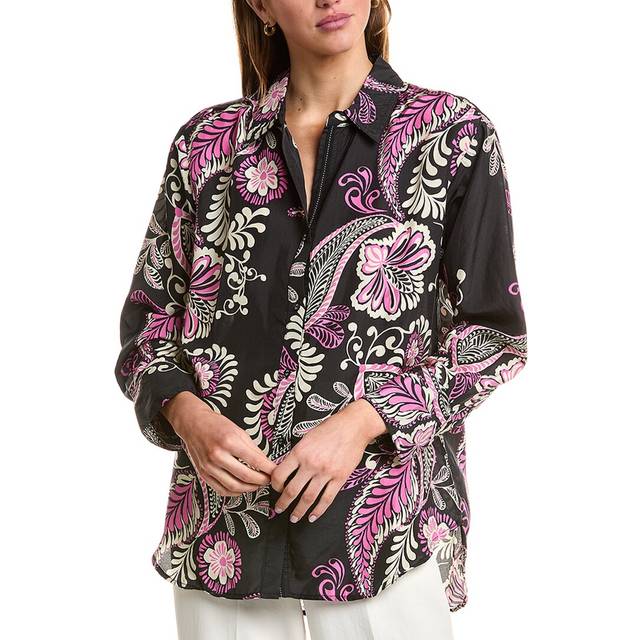 Johnny Was Relaxed Seamed Silk Shirt