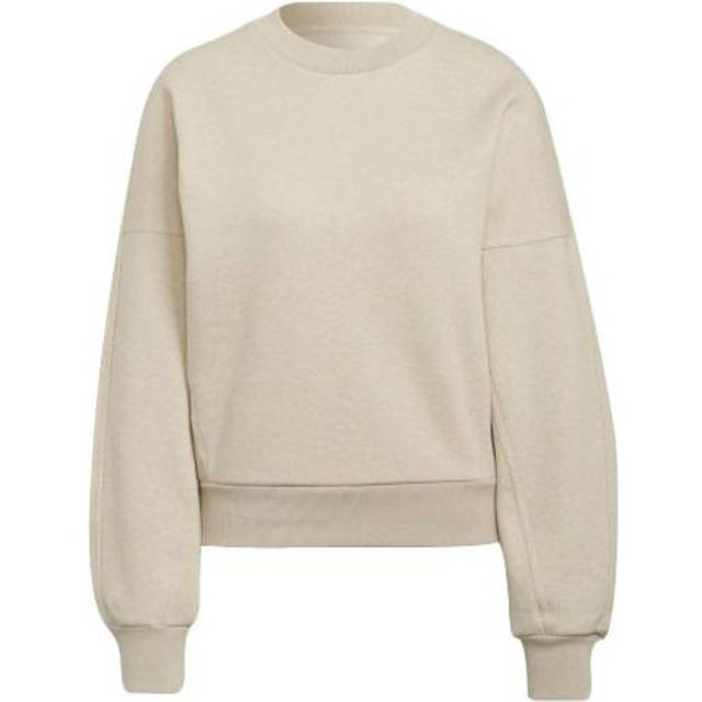 (WMNS) adidas Solid Color Round Neck Pullover Hoodie Cream Yellow - yellow - L