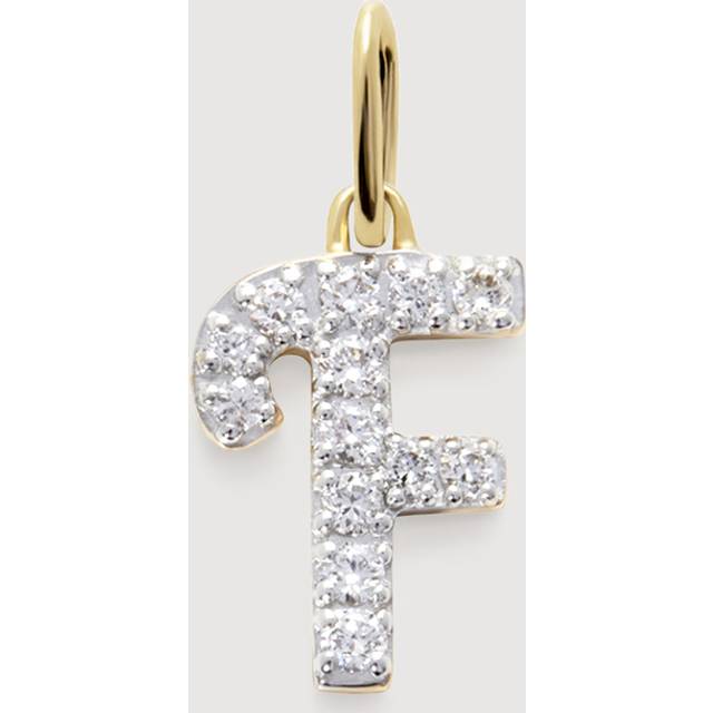 Womens Monica Vinader F Letter 14ct Yellow-Gold and Lab-Grown Diamond Charm