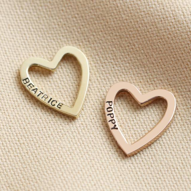 Personalised 9ct Gold Heart Outline Pendant - gold/rose gold