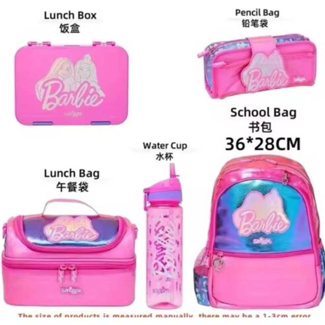 Barbie smiggle backpack full set (5 items)
