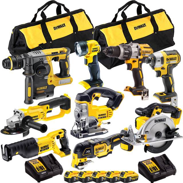 Dewalt 18v 9 piece cordless combo tool kit 3 x 5.0ah battery charger t4tkit-838