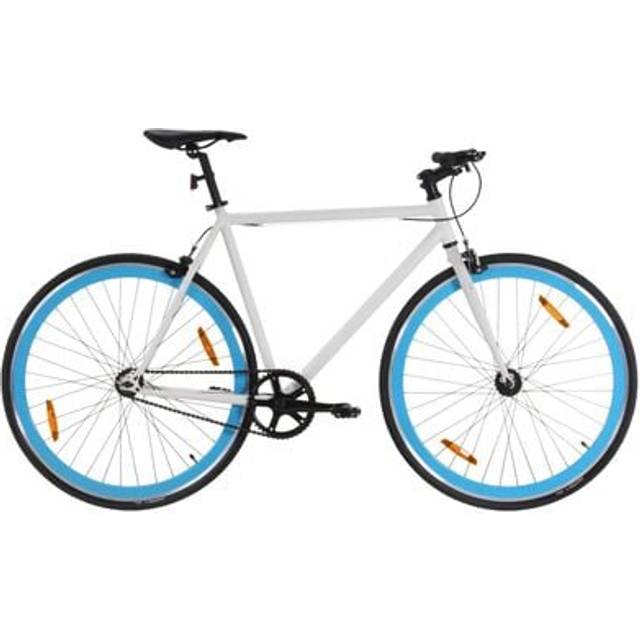 vidaXL Fixed Gear Bike White and Blue 700c 59 cm
