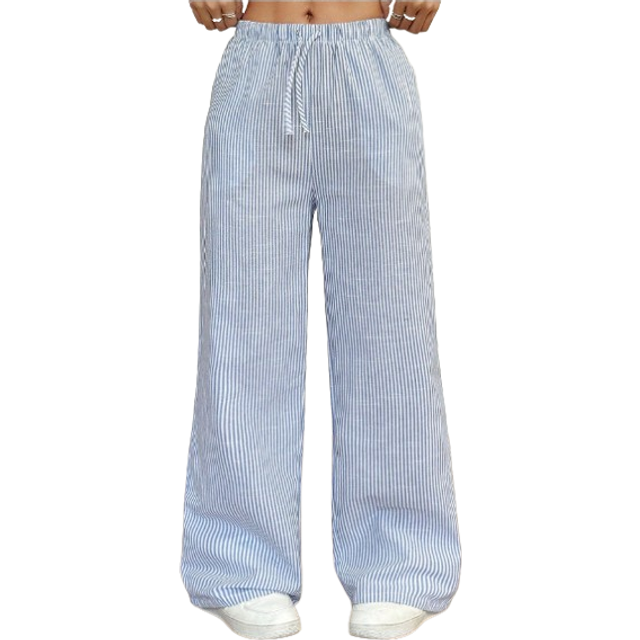SHEIN Teen Girl Stripes Loose Drawstring Wide Leg Pants