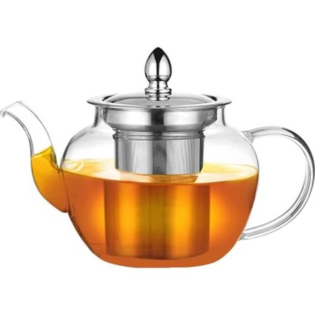 PluieSoleil Glass Teapot with Infuser, Tea Pot Strainer for Loose Tea Leaf, Large Teapot Set, Removable Mesh Filter