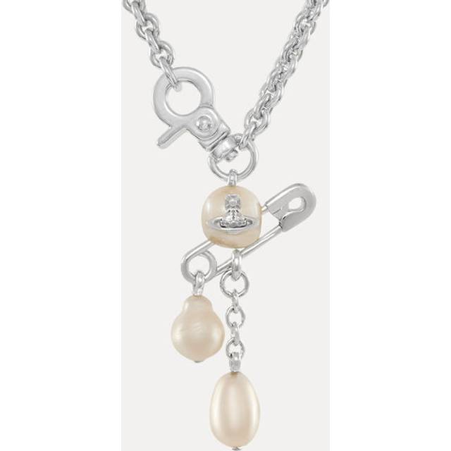 Mens Vivienne Westwood Man. Claude Small Platinum-Plated Brass and Faux-Pearls Pendant Necklace