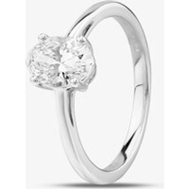 14ct White Gold Lab Grown 1.00ct Certificated Oval-Cut Diamond Solitaire Ring TH0584021 N - Silver