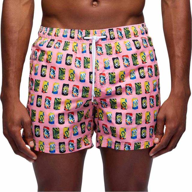 Color plinking microprint elasticated waist short swimshorts rose m - ROSE (M)
