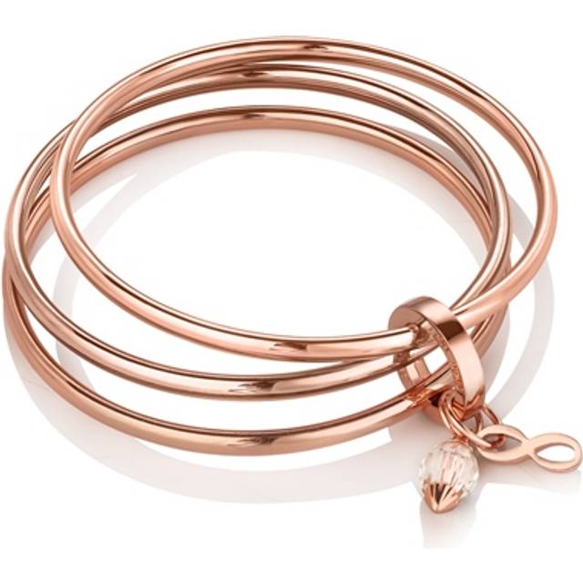 Newbridge Silverware Triple Birthstone Bangle - April - Rose Gold