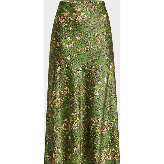 Clover Floral Silk Slip Skirt - LEMONGRASS MULTI - 10