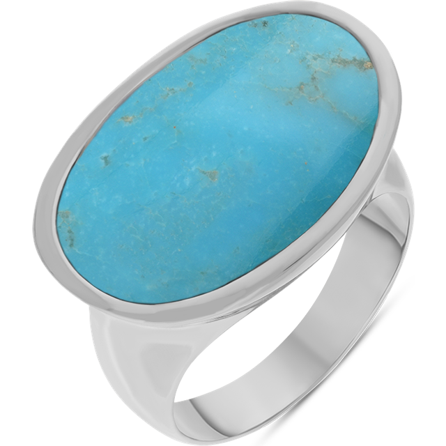 Sterling Silver Turquoise Oval Statement Ring D - Option1 Value Silver