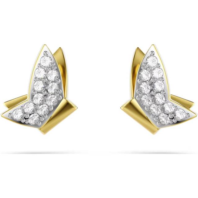 Idyllia Lilia stud earrings, Butterfly, White, Gold-tone plated