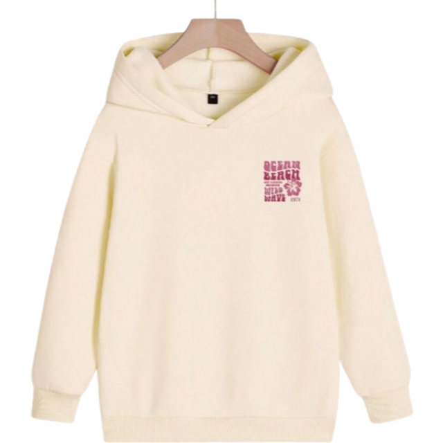 SHEIN A Set Of Girls&#39; Casual Printed Pullover Warm Hooded Sweatshirt For Autumn And Winter Students&#39; Young Children&#39;s Clothing Long Sleeved With Plush Thick