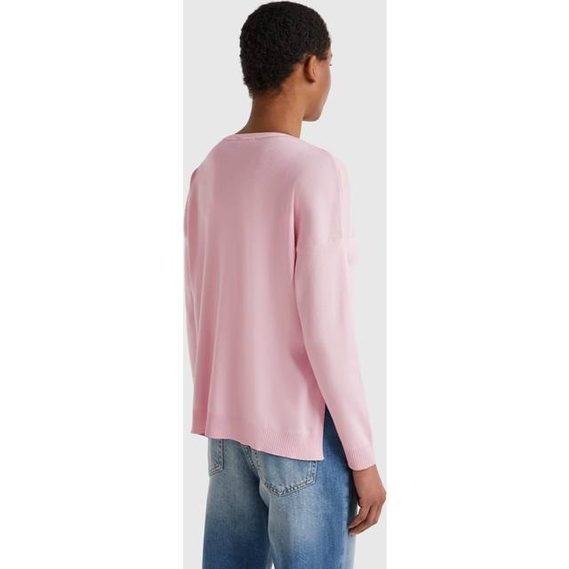 Benetton, Oversized Fit Cotton Sweater, size M, Pink, Women