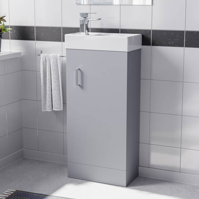 400mm matte grey bathroom basin sink vanity unit cabinet