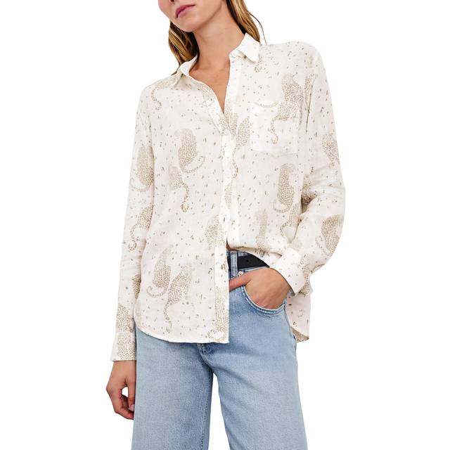 Charli Linen Button-Front Shirt - CHEETAH SPOTS - X-Small