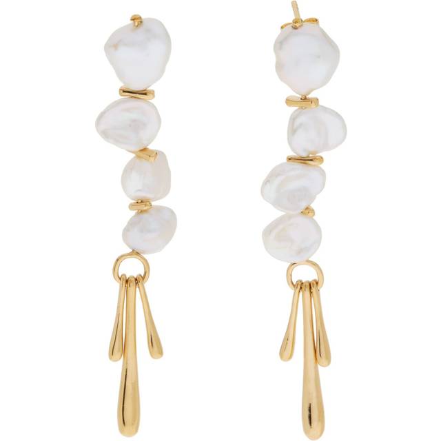 Keshi Pearl Sculptural Drop Earrings | 18ct Gold Plated/Pearl